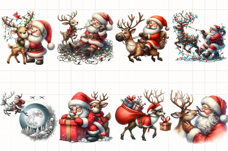 Santa & Reindeer Clipart Bundle - CraftNest - Digital Crafting and Art