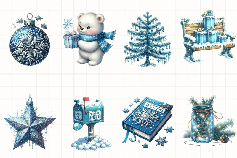 Blue Christmas Clipart Bundle 6 - CraftNest - Digital Crafting and Art