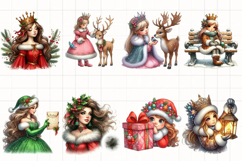 Christmas Princess Clipart Bundle - CraftNest - Digital Crafting and Art