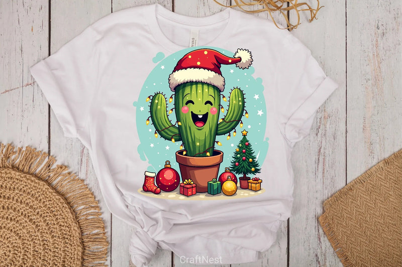 Festive Cactus Christmas Clipart Bundle - CraftNest - Digital Crafting and Art