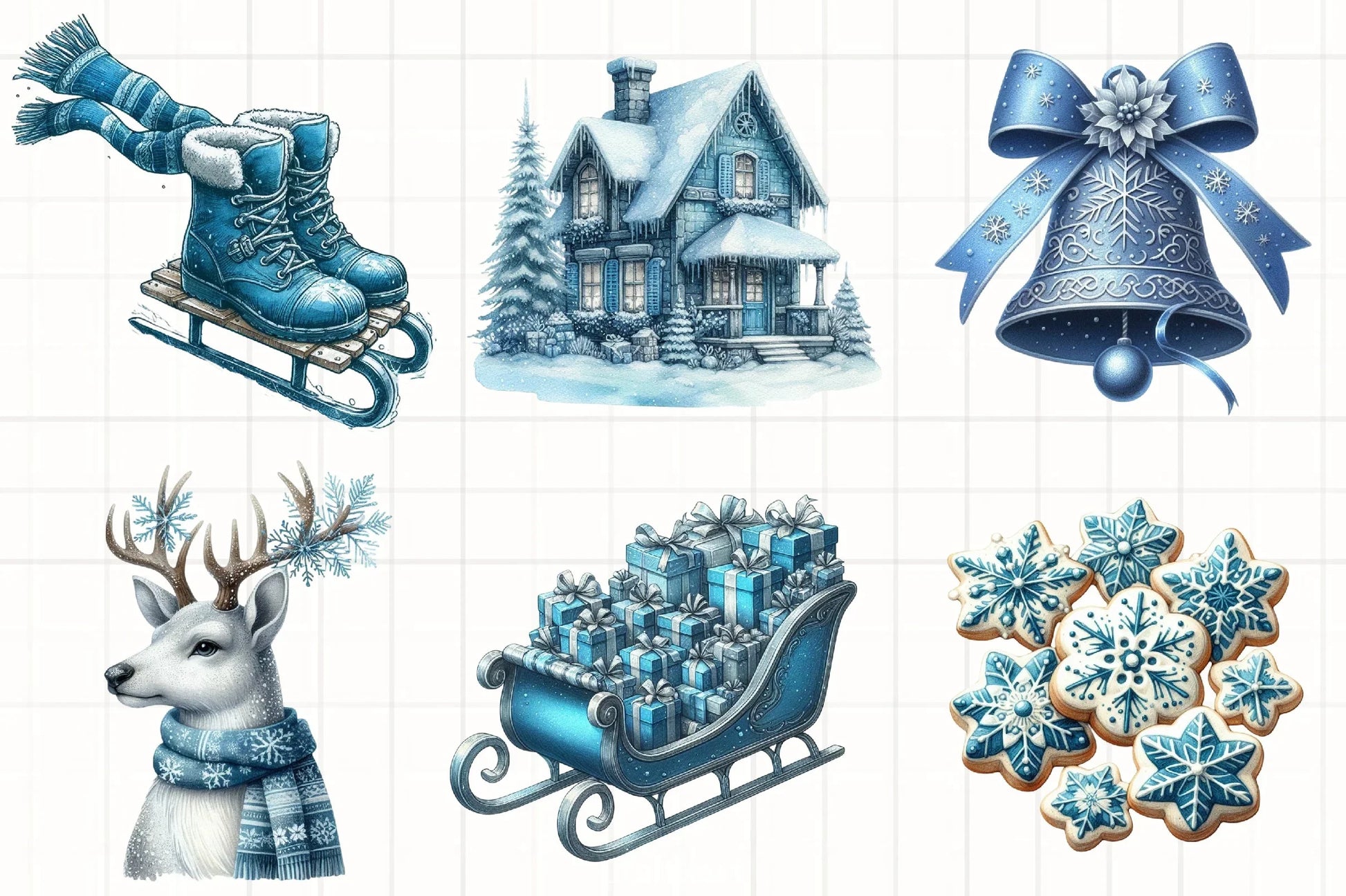 Blue Christmas Clipart Bundle 6 - CraftNest - Digital Crafting and Art