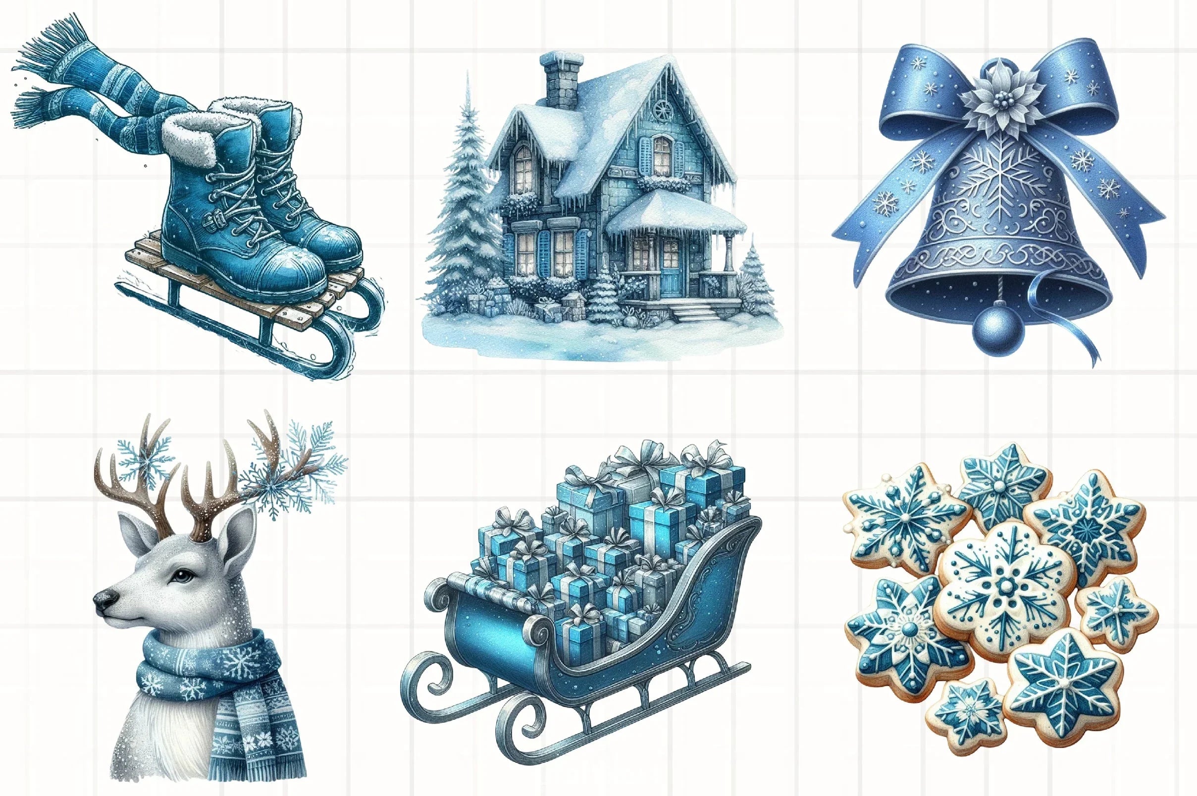 Blue Christmas Clipart Bundle 6 - CraftNest - Digital Crafting and Art