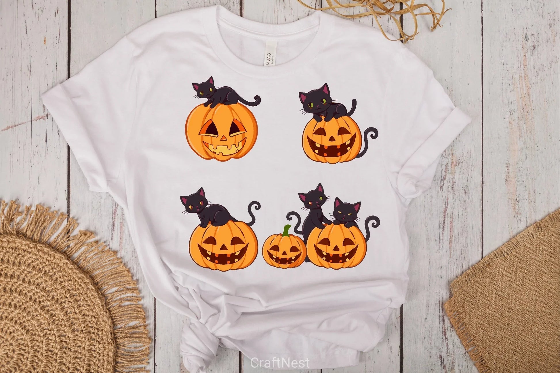 Black Cats Halloween Pumpkins Clipart Bundle - CraftNest - Digital Crafting and Art