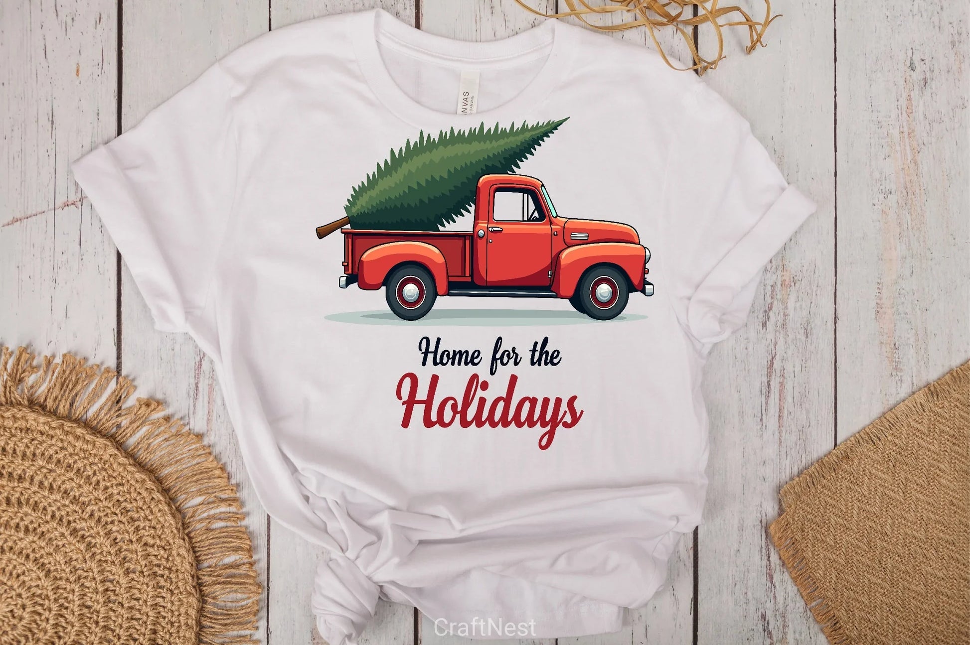 Vintage Red Truck Christmas Tree Clipart Bundle 2 - CraftNest - Digital Crafting and Art