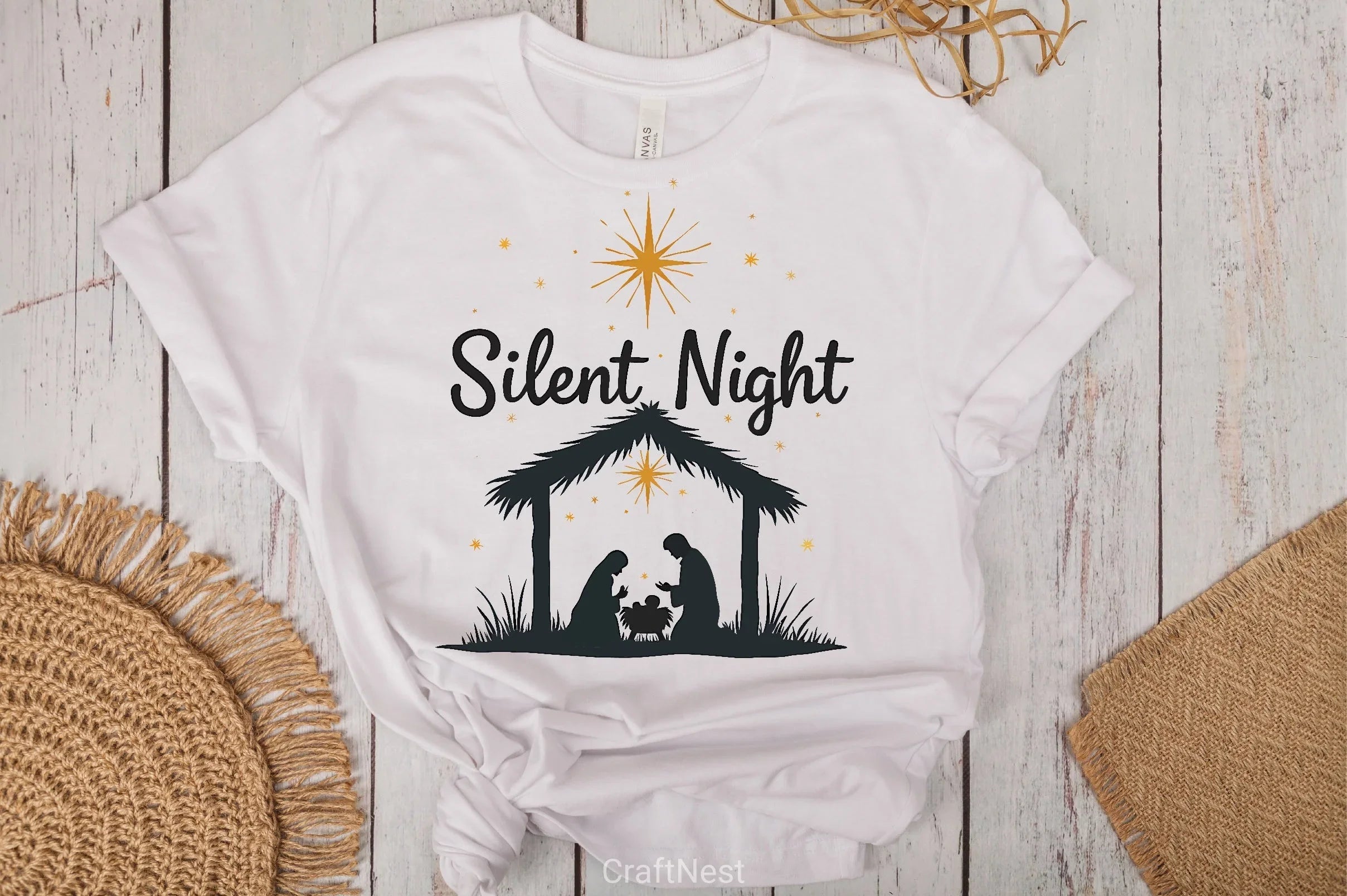 Silent Night Nativity Scene Clipart Bundle - CraftNest - Digital Crafting and Art