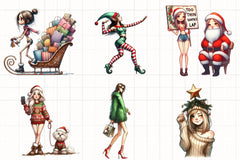 Christmas Funny Skinny Girl Clipart Bundle - CraftNest - Digital Crafting and Art