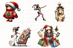 Christmas Funny Skinny Girl Clipart Bundle - CraftNest - Digital Crafting and Art