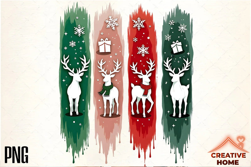 Christmas Reindeer Brushstrokes Clipart Bundle - CraftNest - Digital Crafting and Art