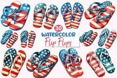 4th of July Flip Flops Clipart Bundle - CraftNest - Digital Crafting and Art