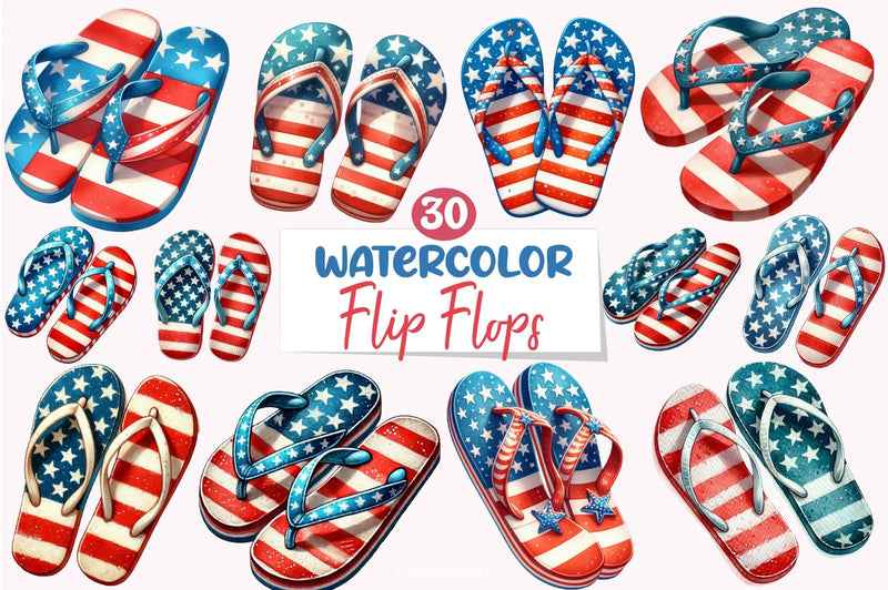4th of July Flip Flops Clipart Bundle - CraftNest - Digital Crafting and Art
