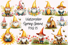 Spring Gnome Bee Clipart Bundle - CraftNest - Digital Crafting and Art