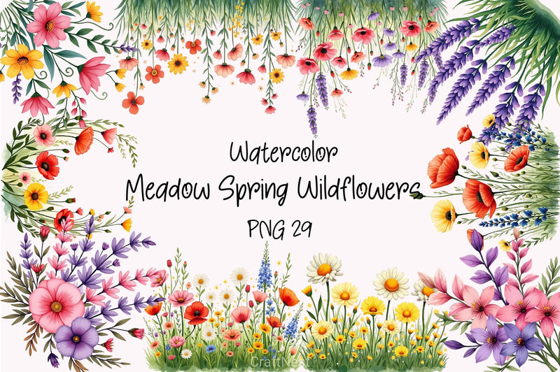 Meadow Spring Wildflowers Clipart Bundle - CraftNest - Digital Crafting and Art