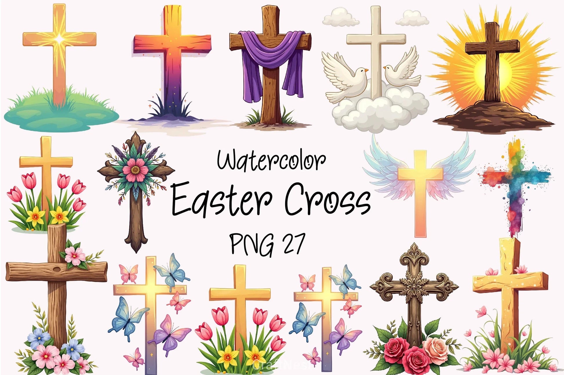 Easter Cross Clipart Bundle - CraftNest - Digital Crafting and Art