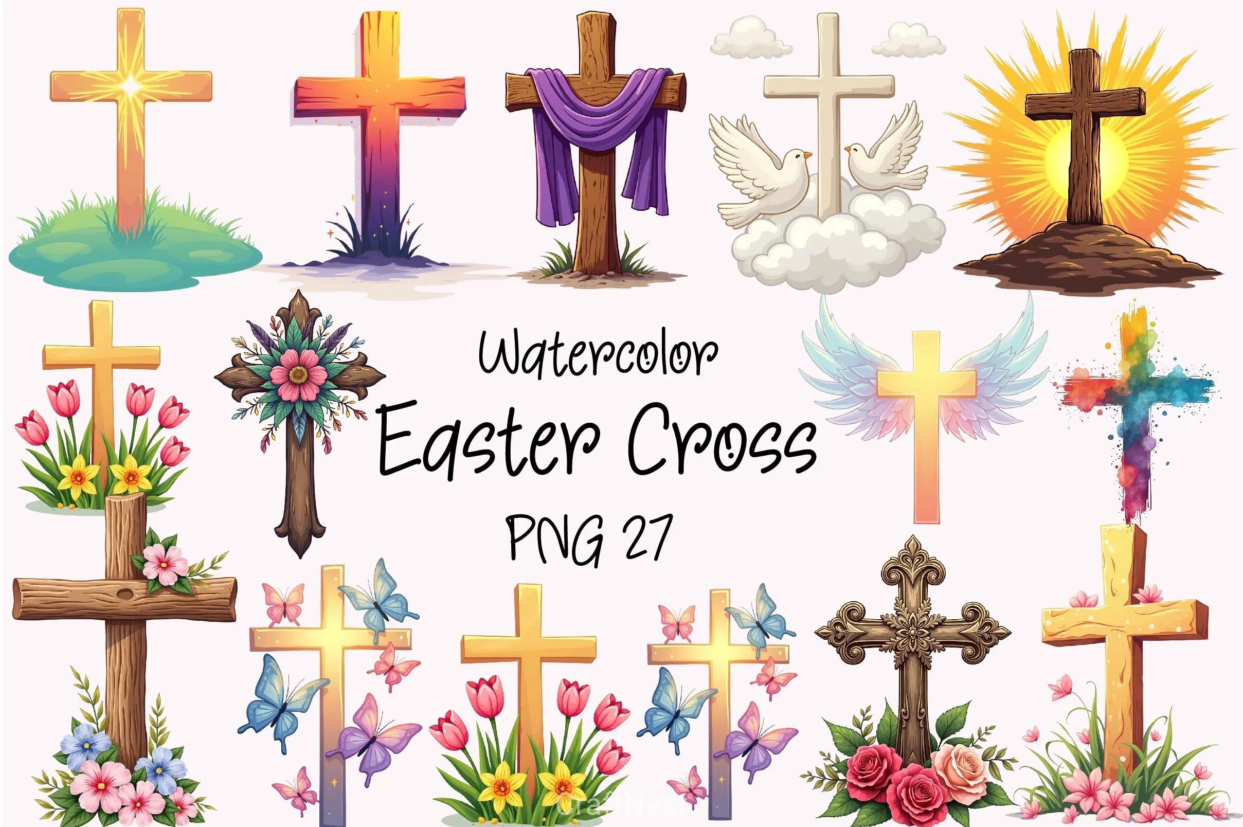 Easter Cross Clipart Bundle - CraftNest - Digital Crafting and Art