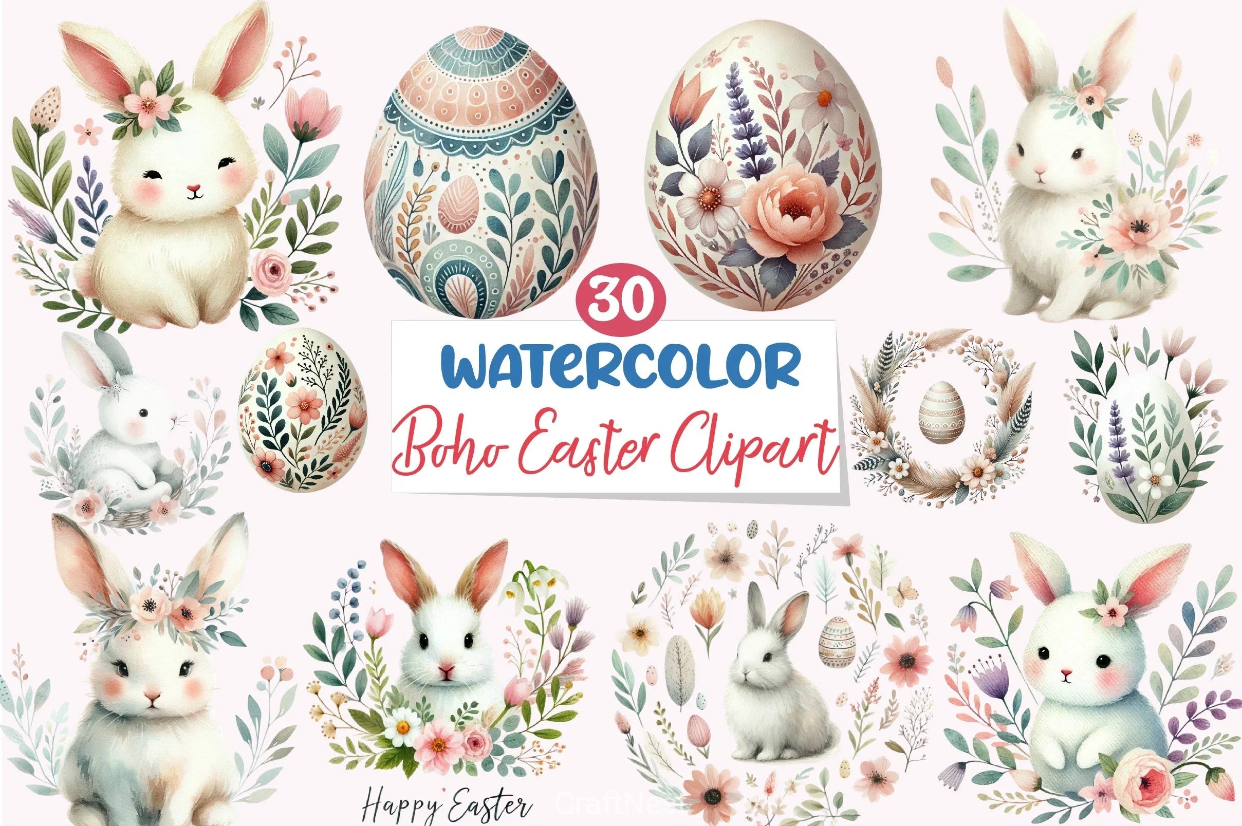 Boho Easter Clipart Bundle 4 - CraftNest - Digital Crafting and Art