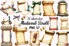 Vintage Medieval Scroll Clipart Set - CraftNest - Digital Crafting and Art