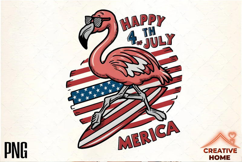 Patriotic Flamingo Surfboard Clipart Bundle - CraftNest - Digital Crafting and Art