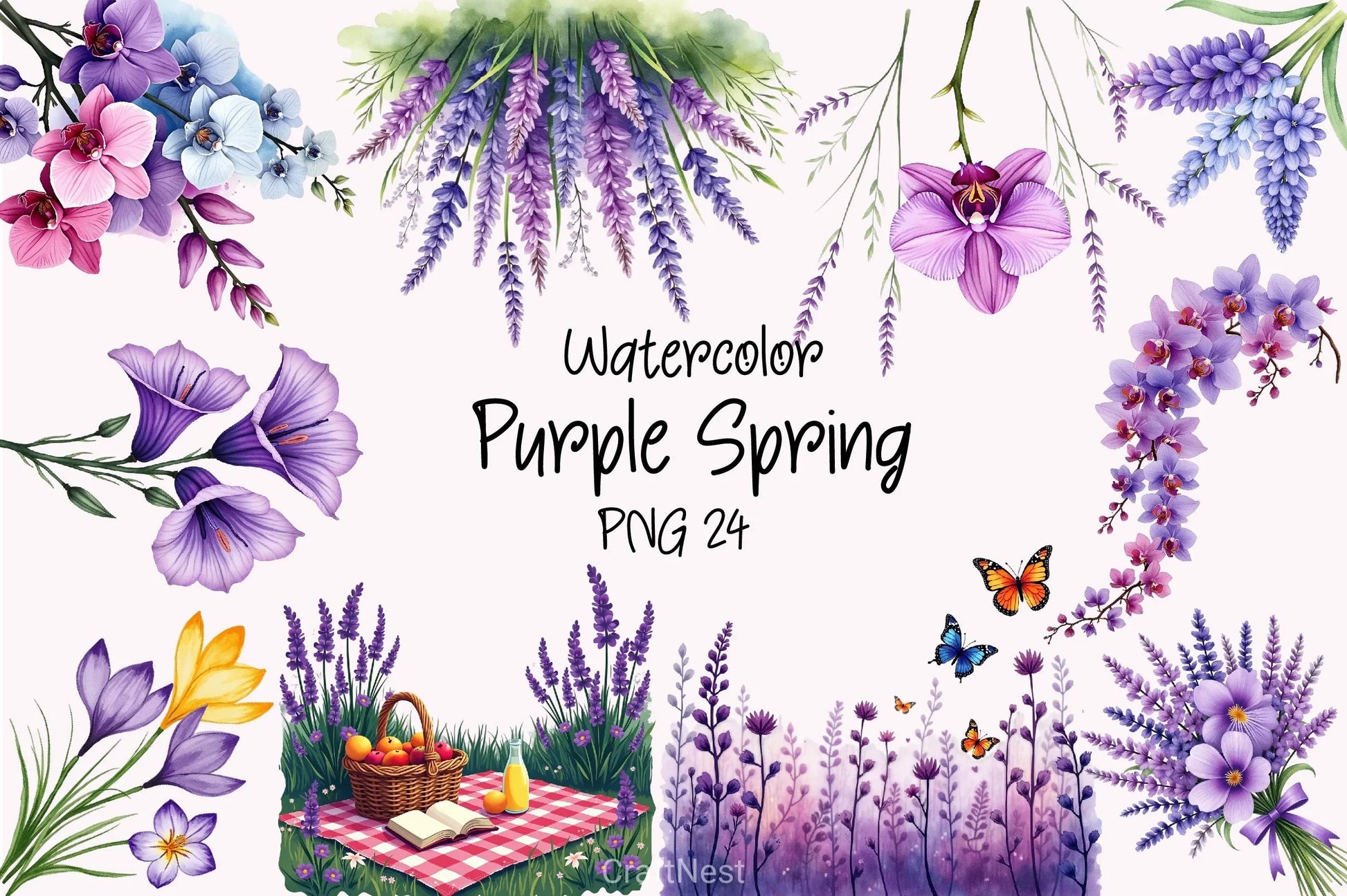 Purple Spring Clipart Bundle - CraftNest - Digital Crafting and Art