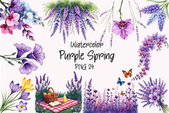 Purple Spring Clipart Bundle - CraftNest - Digital Crafting and Art