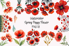 Spring Poppy Flower Clipart Bundle - CraftNest - Digital Crafting and Art