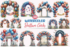Memorial Day Balloon Arch Clipart Bundle - CraftNest - Digital Crafting and Art