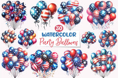 American 4th of July Party Balloons Clipart Bundle - CraftNest - Digital Crafting and Art