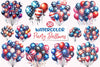 American 4th of July Party Balloons Clipart Bundle