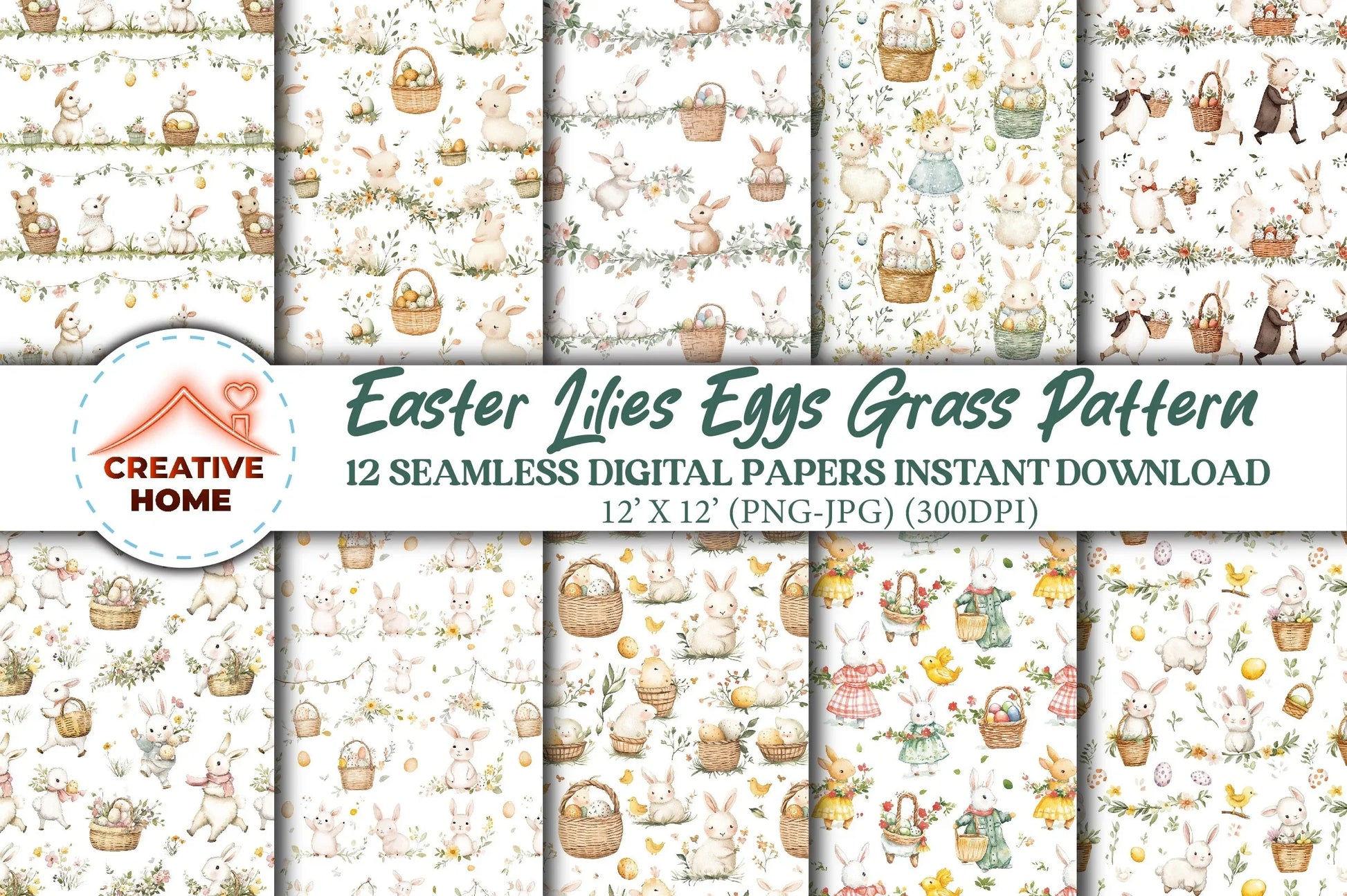 Easter Lambs Lilies Eggs Clipart Bundle - CraftNest - Digital Crafting and Art