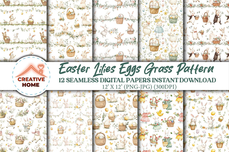 Easter Lambs Lilies Eggs Clipart Bundle - CraftNest - Digital Crafting and Art