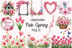 Pink Spring Clipart Bundle 4 - CraftNest - Digital Crafting and Art