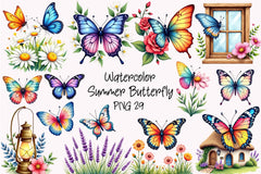 Summer Butterfly Clipart Bundle - CraftNest - Digital Crafting and Art