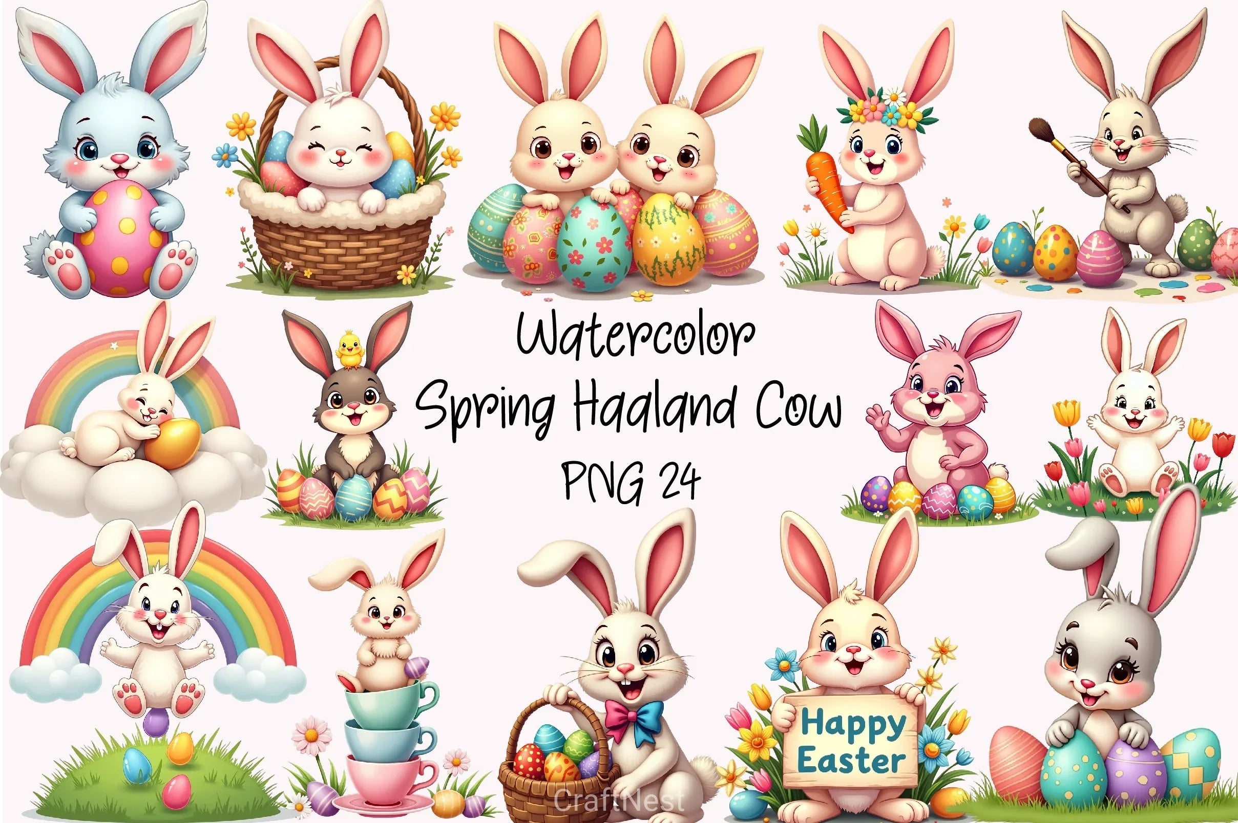 Cute Easter Bunny Clipart Bundle 54 - CraftNest - Digital Crafting and Art