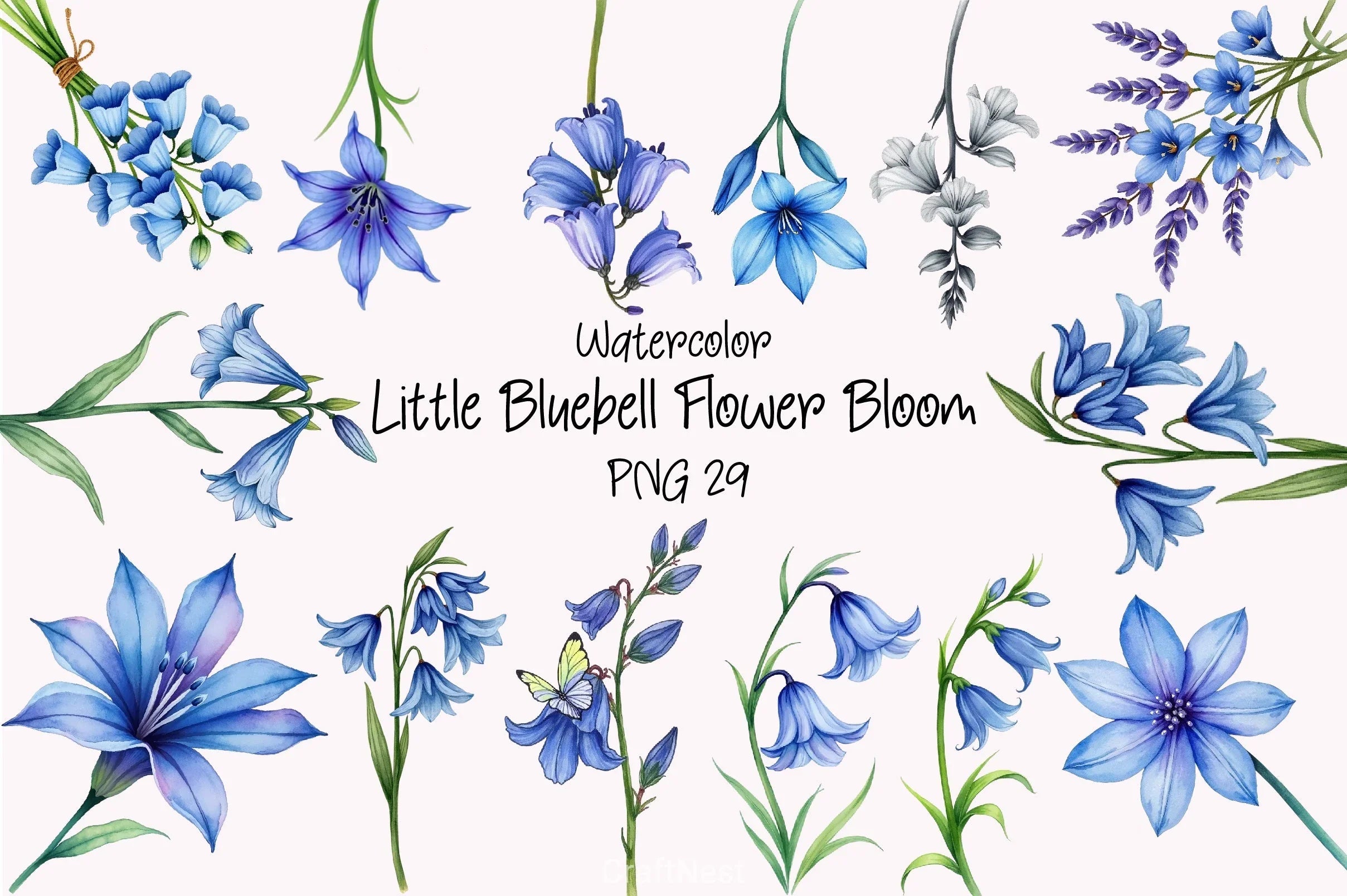 Little Bluebell Flower Clipart Bundle - CraftNest - Digital Crafting and Art