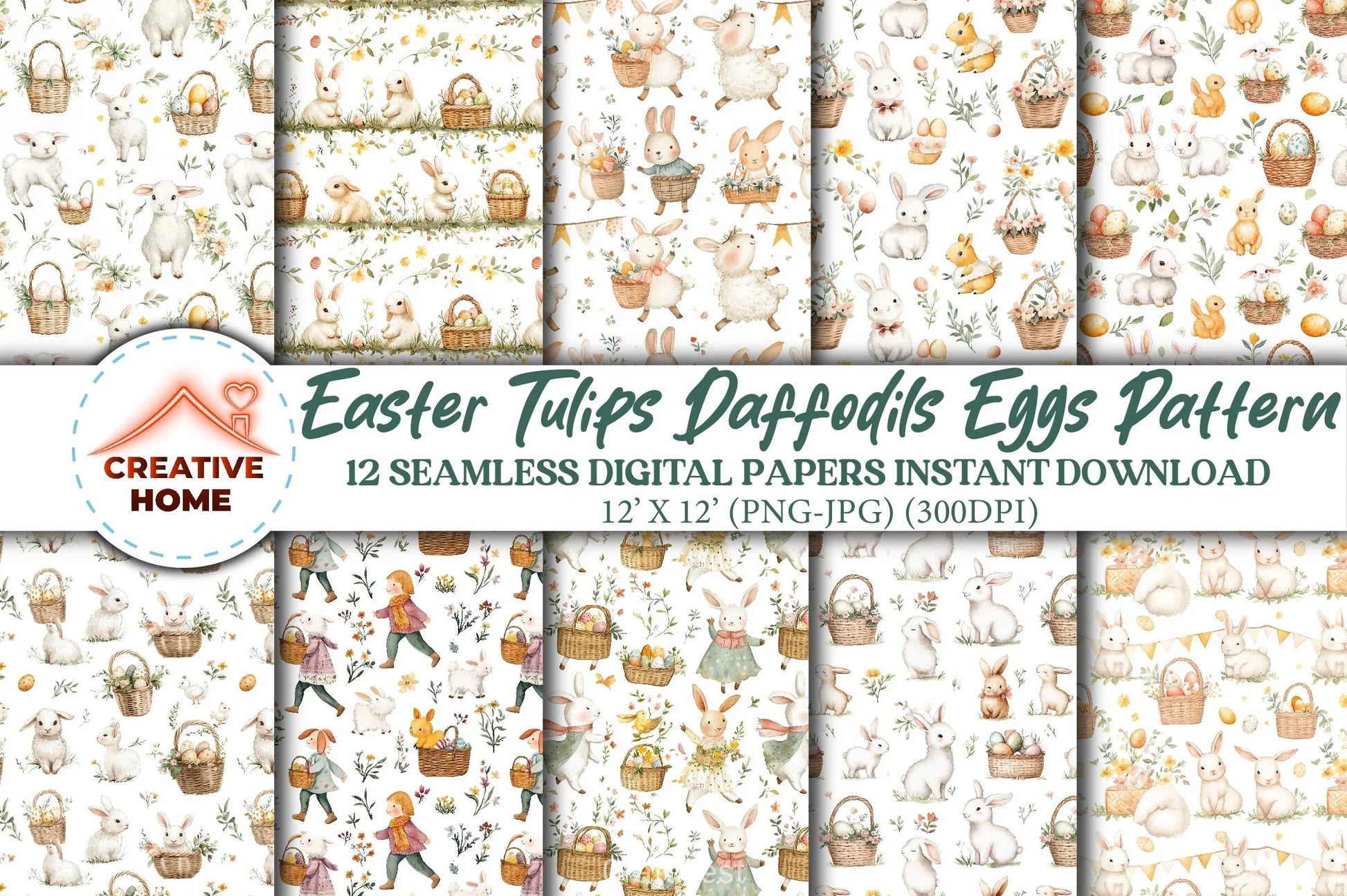 Easter Tulips Daffodils Eggs Clipart Bundle - CraftNest - Digital Crafting and Art