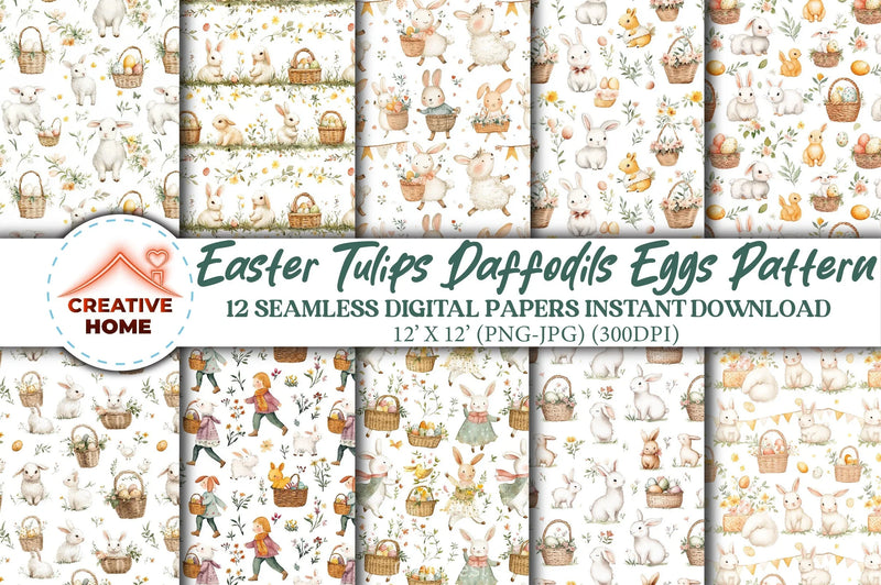 Easter Tulips Daffodils Eggs Clipart Bundle - CraftNest - Digital Crafting and Art