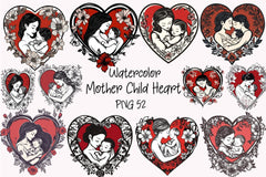 Mother & Child Heart Clipart Bundle - CraftNest - Digital Crafting and Art