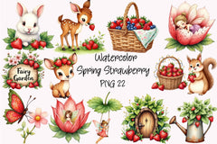 Spring Strawberry Fairy Garden Clipart Bundle - CraftNest - Digital Crafting and Art