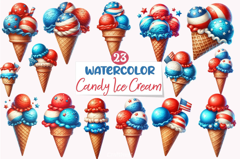 4th of July Candy Ice Cream Clipart Bundle - CraftNest - Digital Crafting and Art