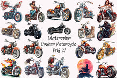 Cruiser Motorcycle Clipart Bundle - CraftNest - Digital Crafting and Art