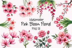 Pink Bloom Floral Clipart Bundle - CraftNest - Digital Crafting and Art