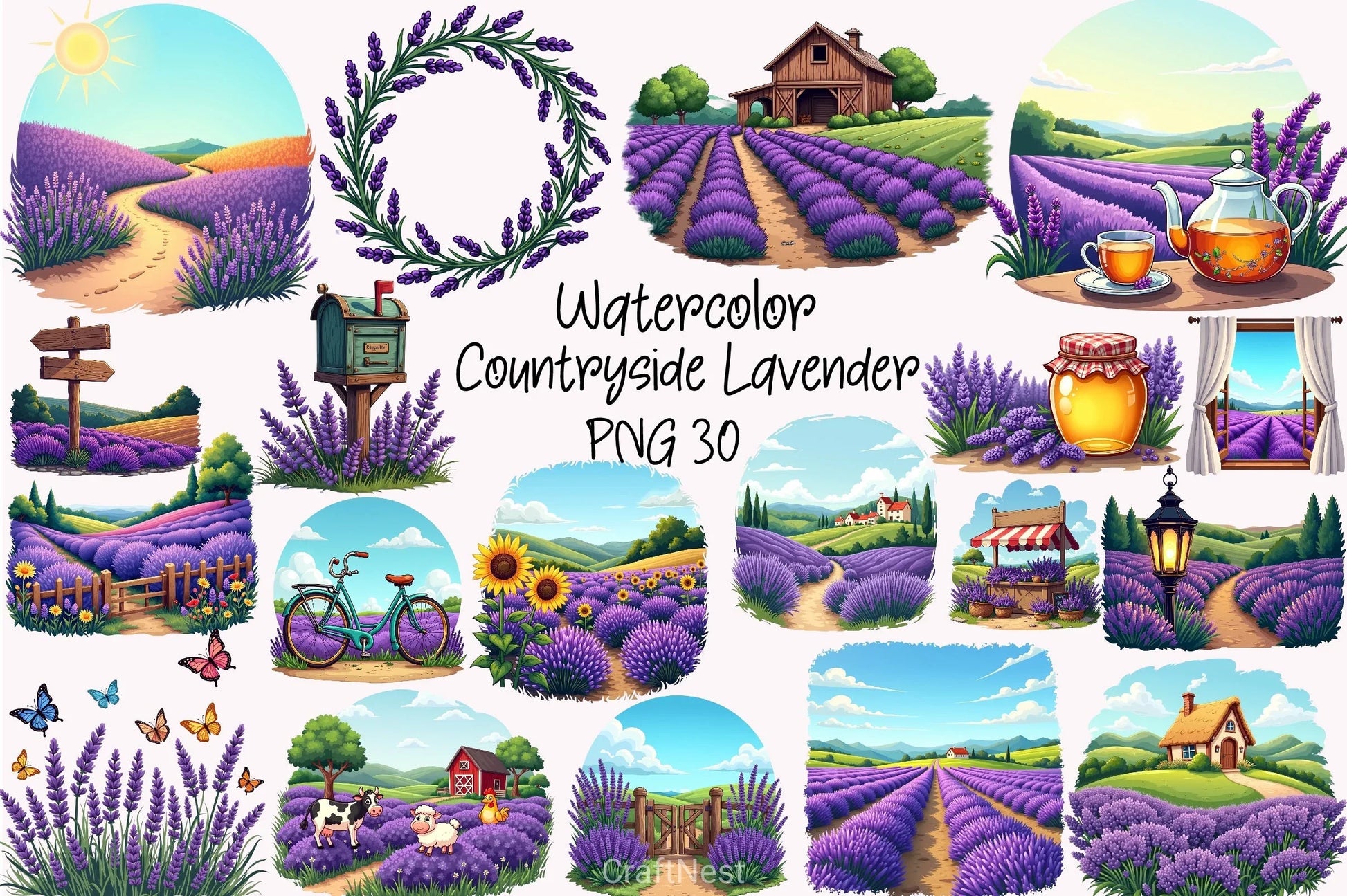 Countryside Lavender Clipart Bundle - CraftNest - Digital Crafting and Art