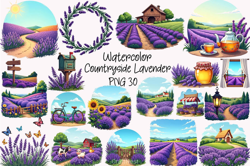 Countryside Lavender Clipart Bundle - CraftNest - Digital Crafting and Art