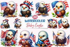Cute Baby Bald Eagle 4th July Clipart Bundle - CraftNest - Digital Crafting and Art