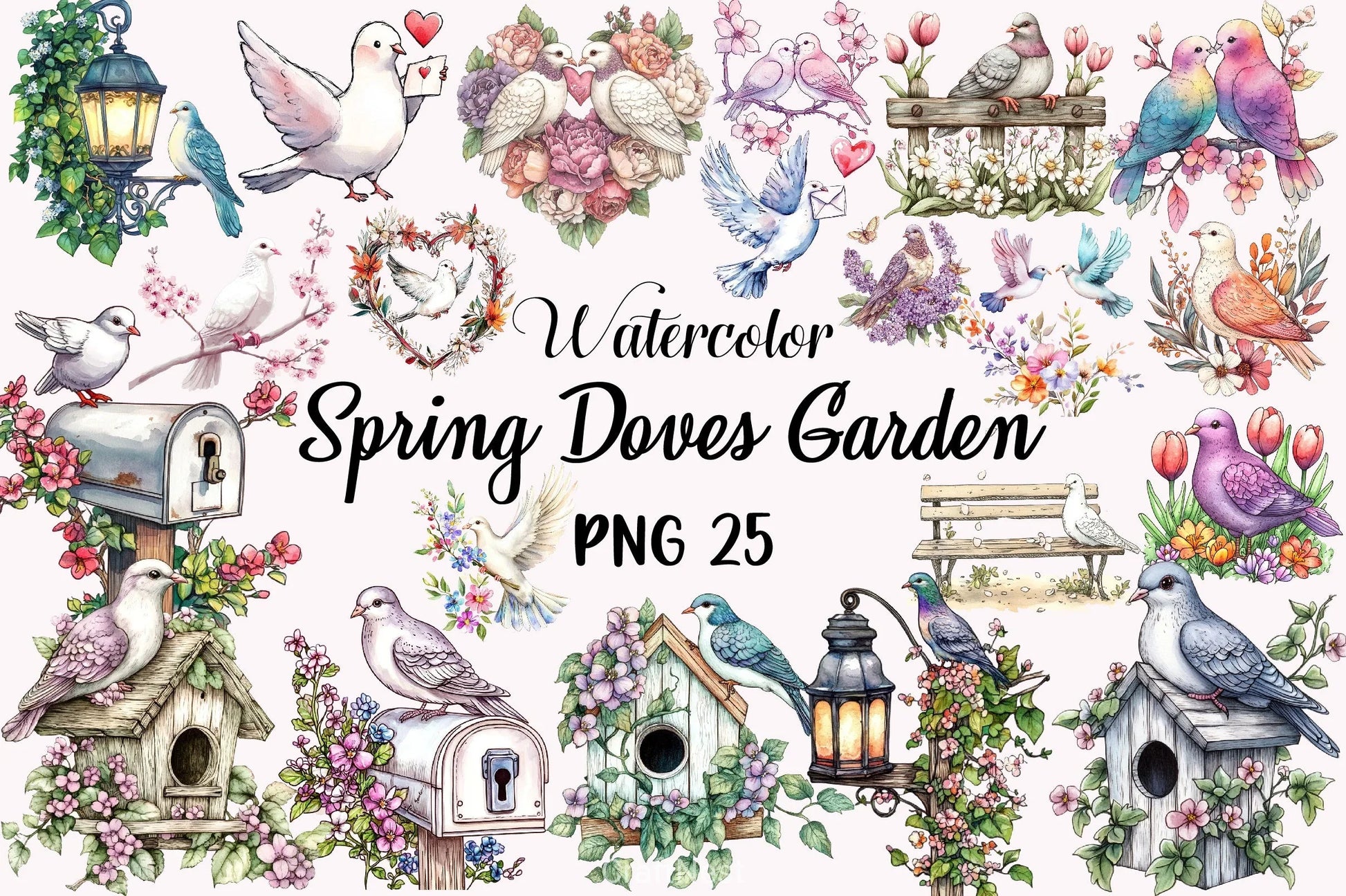 Spring Doves Clipart Bundle - CraftNest - Digital Crafting and Art