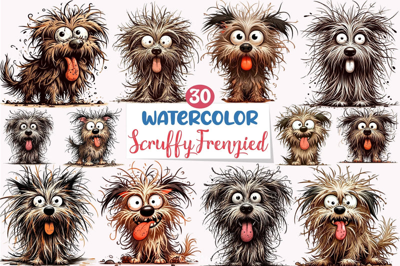 Scruffy Cartoon Dog Clipart Bundle - CraftNest - Digital Crafting and Art