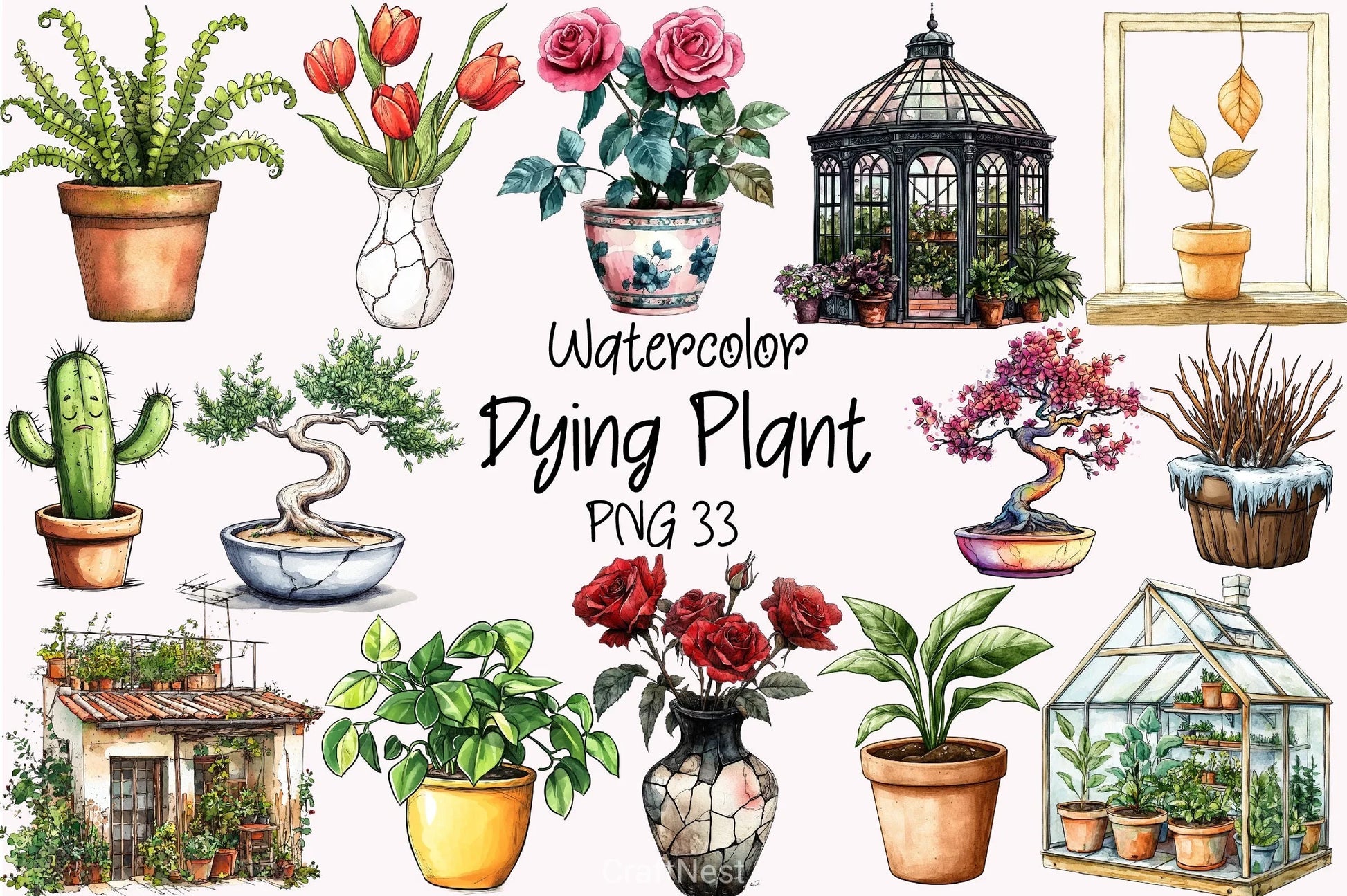 Dying Plant Planter Clipart Bundle - CraftNest - Digital Crafting and Art