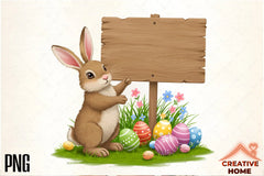 Easter Bunny Sign Board Clipart Bundle - CraftNest - Digital Crafting and Art