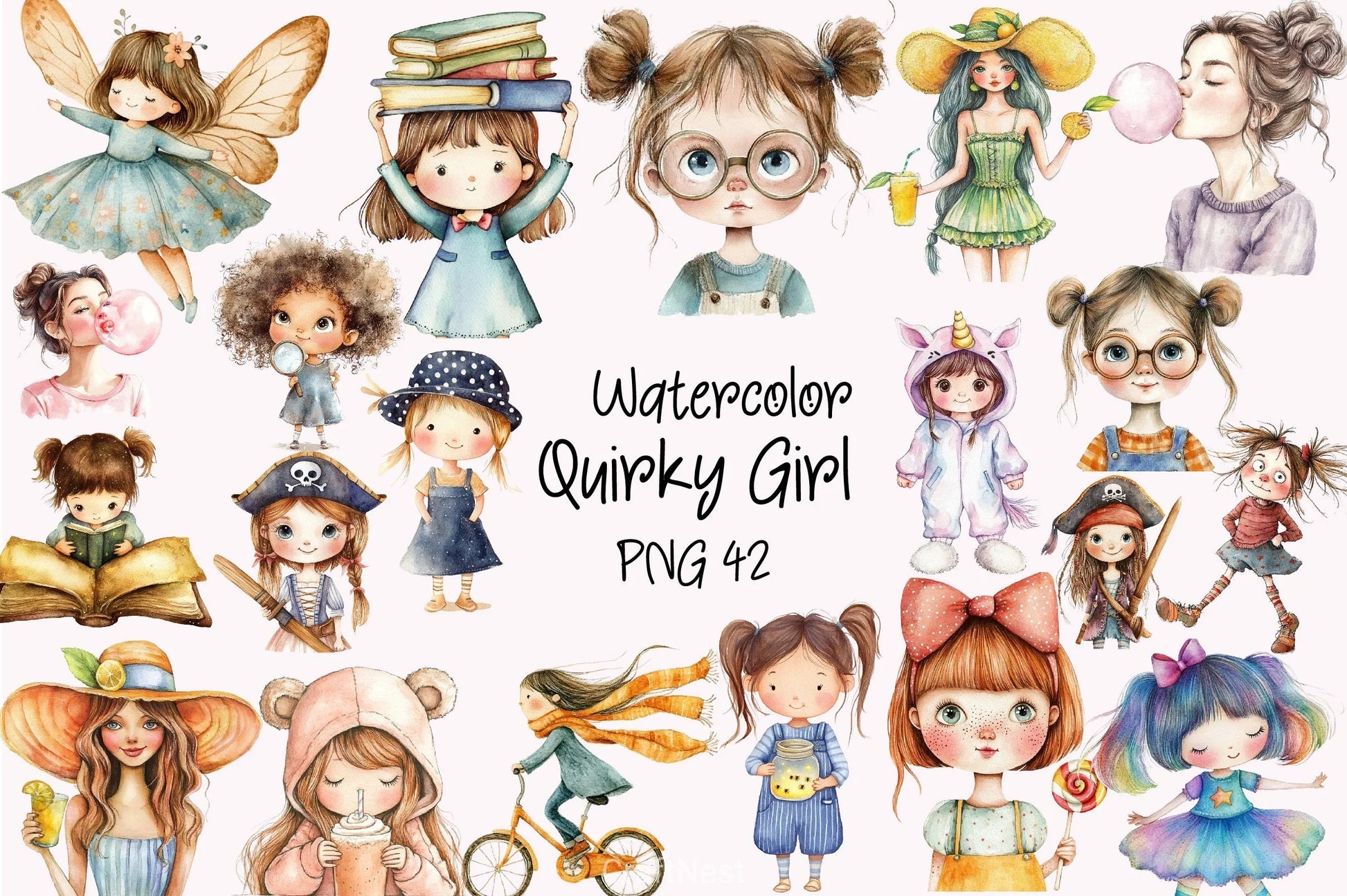 Quirky Girl Clipart Bundle - CraftNest - Digital Crafting and Art
