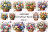 Spring Flower Basket Clipart Bundle