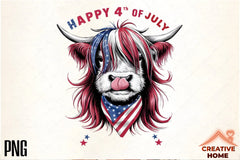 Patriotic Highland Cow Clipart Bundle 2 - CraftNest - Digital Crafting and Art